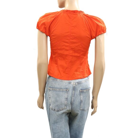 Free People Summer Short Sleeve Blouse Shirt Top Sweetheart Puff Sleeve S 284109 - Picture 6 of 8